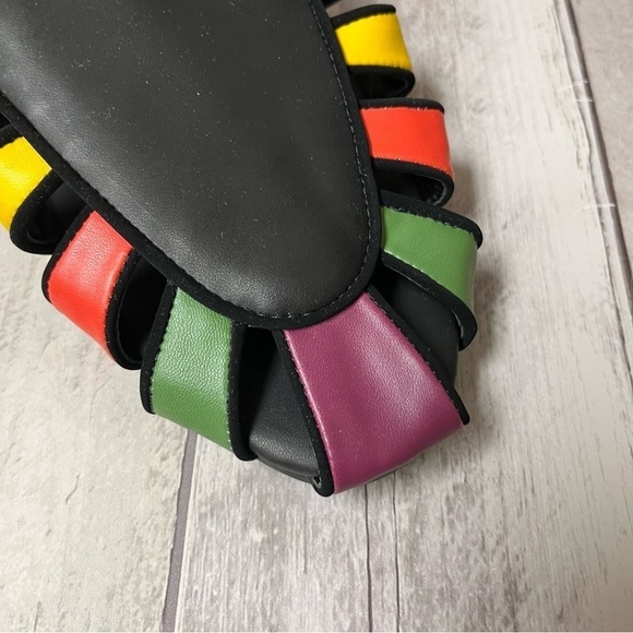 NWB FARM Rio Black Rainbow Beaded Mule Size 10 - Picture 2 of 10